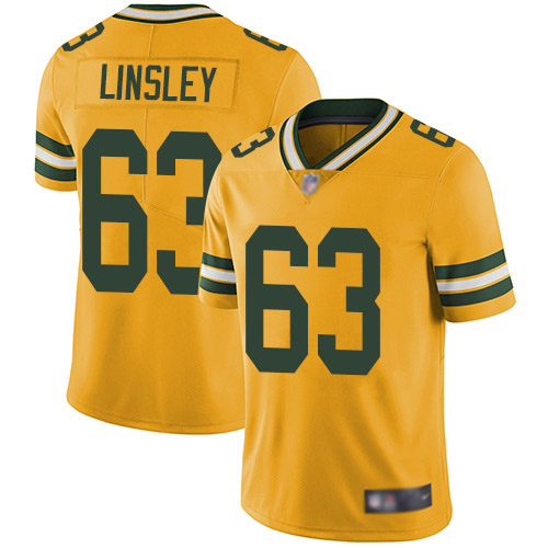 Green Bay Packers Limited Gold Men 63 Linsley Corey Jersey Nike NFL Rush Vapor Untouchable